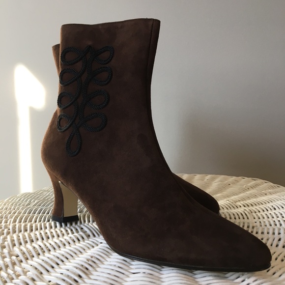 NEW Vintage PROXY Suede Side Zip Booties Soutache NWOT - Picture 8 of 13